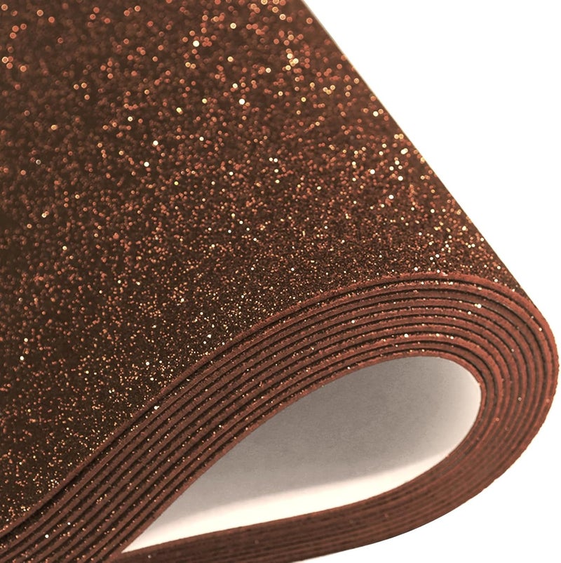 Mluchee 10 Sheets Glitter Cardstock Paper for New Year Thanksgiving Christmas Fall Decor, Self-adhesive Backs Paper 30 X 20cm A4 Paper for Card DIY Crafts Card Scrapbook Decoration (Brown) - Image 1